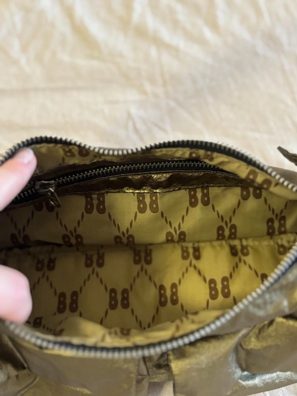 BAGGU Cargo Shoulder Bag in Deadstock Bronze Metallic